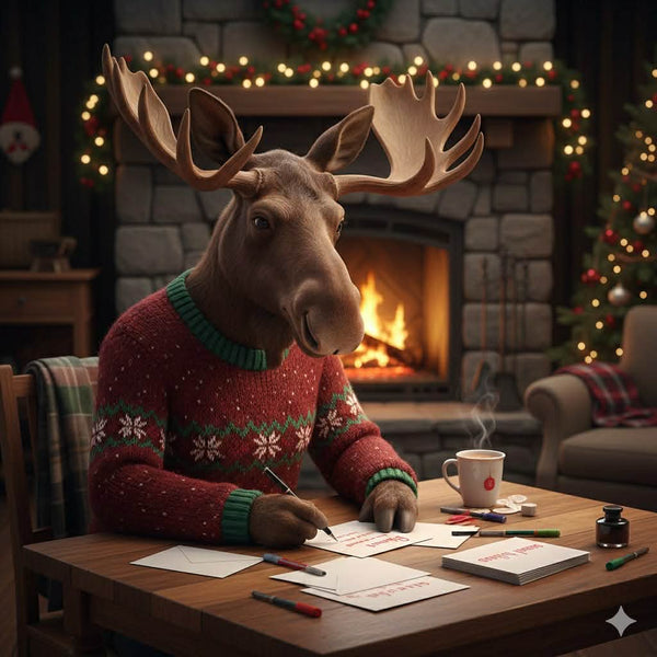 Winter Scene Moose Holiday Cards