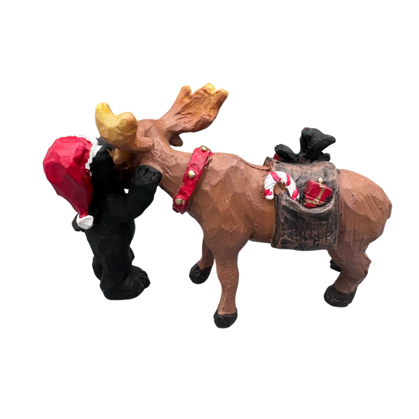 Moose and Bear Holiday Figurine