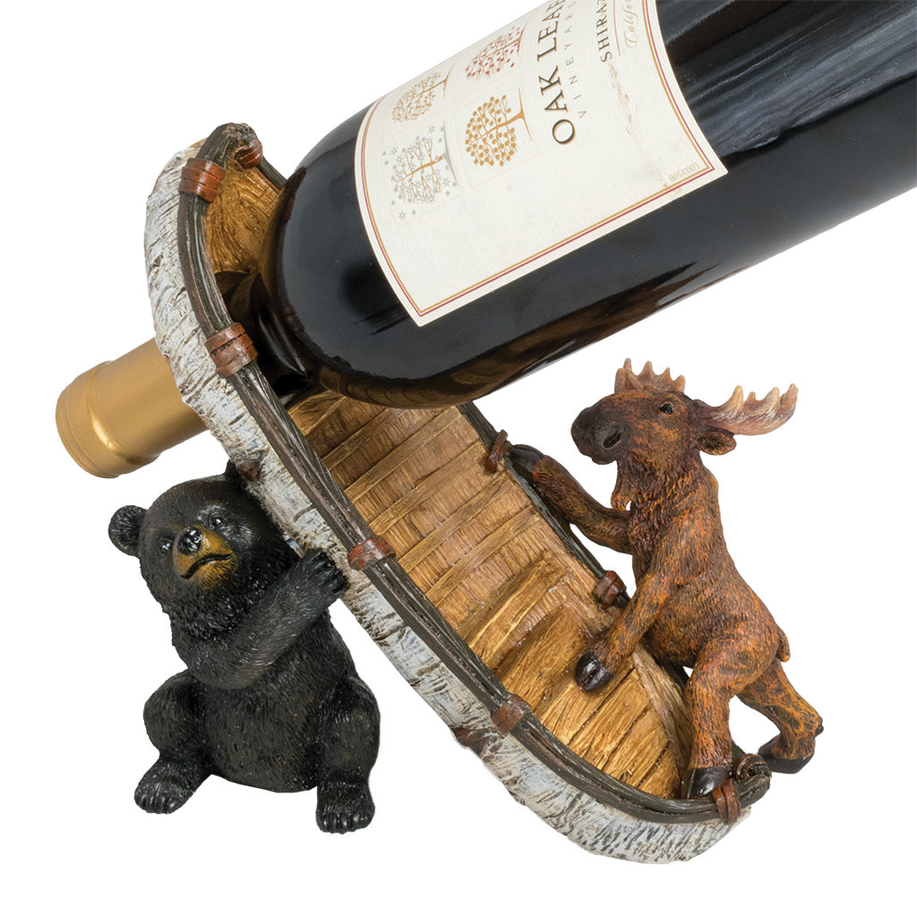 Moose and Bear with Canoe Wine Bottle Holder