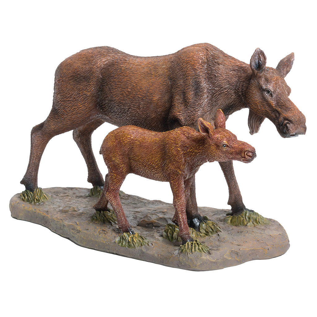 Cow and Calf Moose Figurine