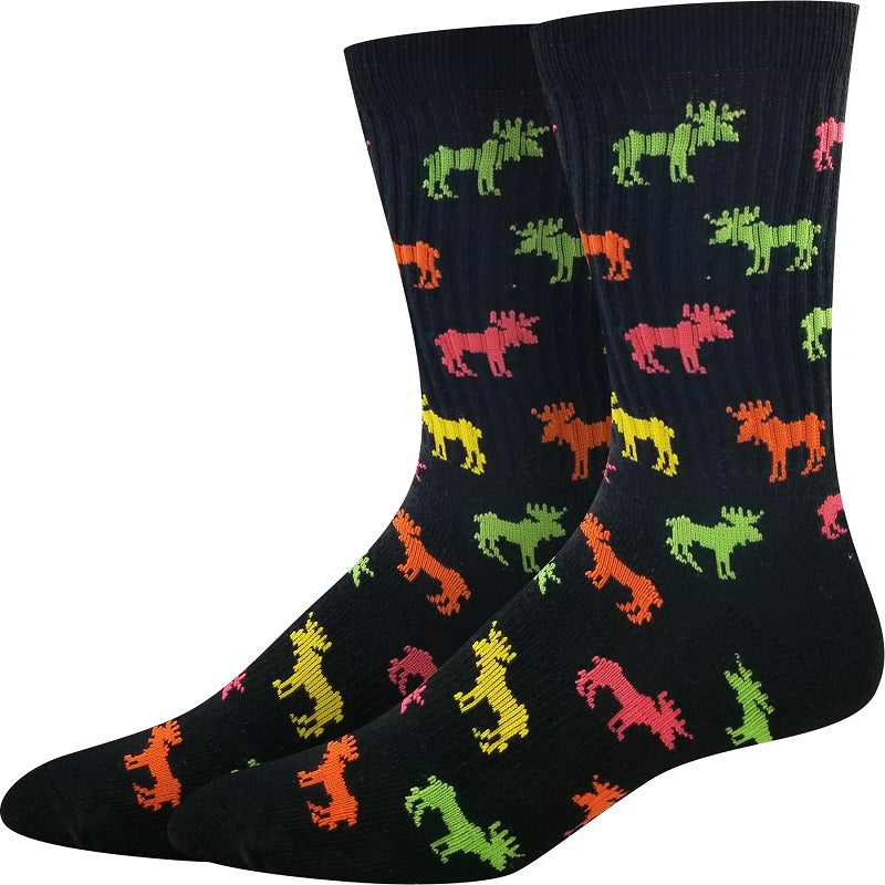 Rainbow Moose Black Socks