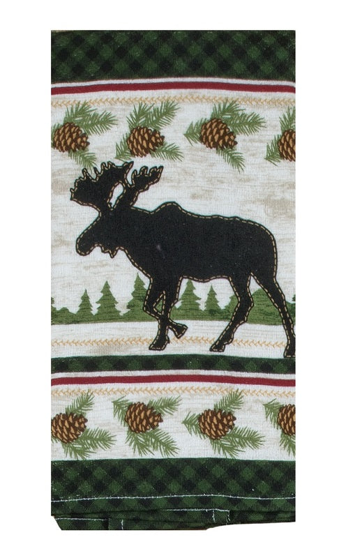 Moose and Pine Cone Terry Dish Towel