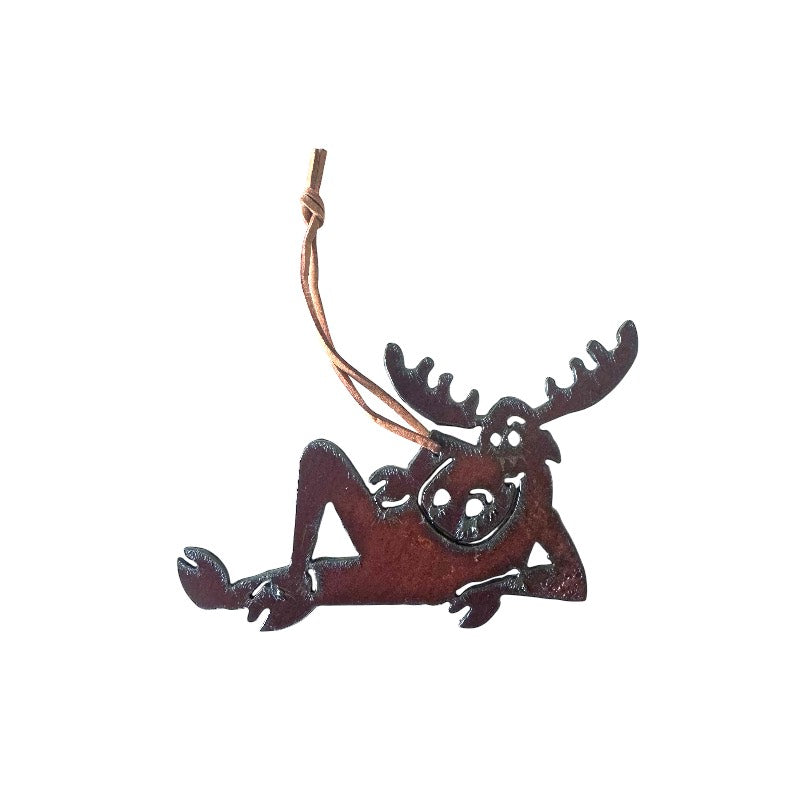 Relaxing Moose Rustic Metal Ornament