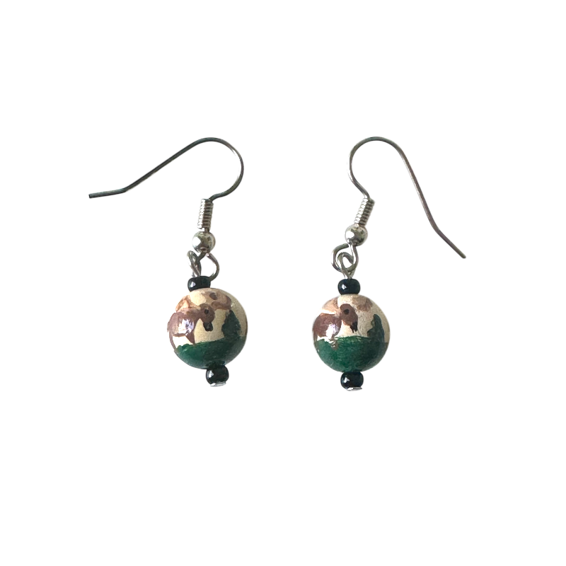 Round Ball Hand Painted Moose Earrings