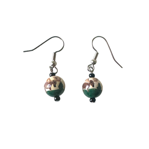 Round Ball Hand Painted Moose Earrings