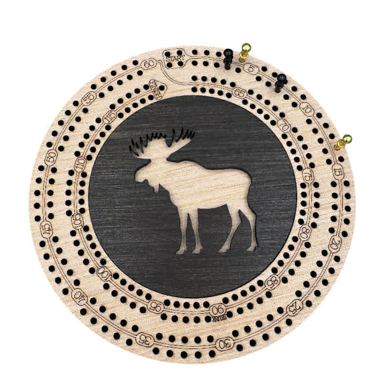 Round Moose Cribbage Board
