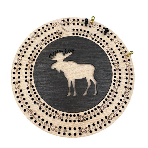 Round Moose Cribbage Board