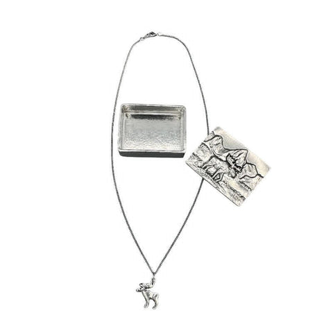 Metal Moose Wish Box with Silver Moose Necklace