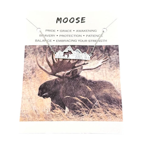 Moose Mountain Scene Silver Necklace