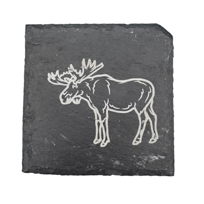 Engraved Slate Moose Coaster