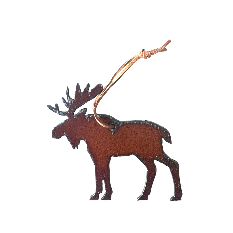 Standing Moose Rustic Metal Ornament