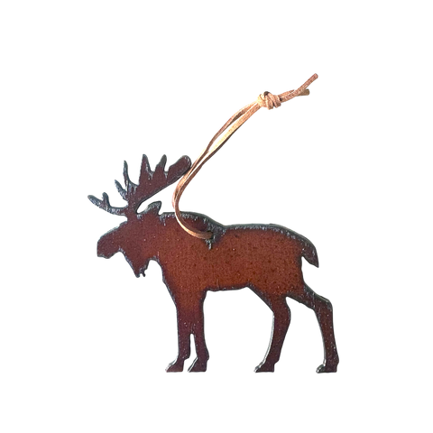 Standing Moose Rustic Metal Ornament