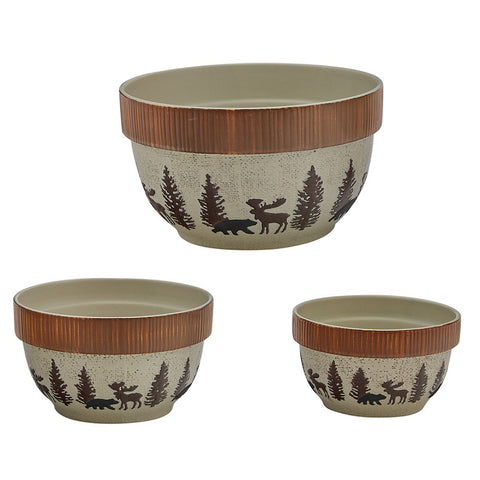 Moose and Bear Wilderness Trail MIxing Bowls Set of 3