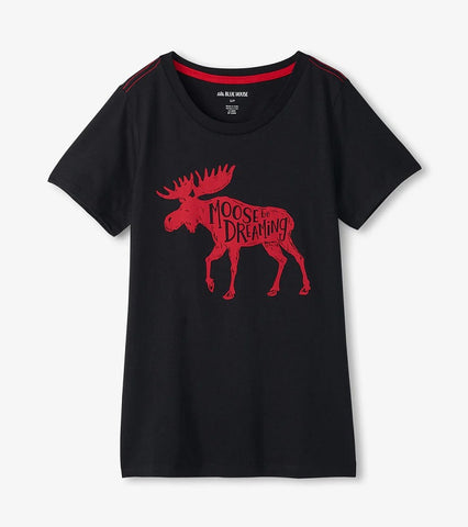 Moose on Red Moose Women's Sleeping Shirt