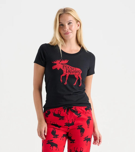 Moose on Red Moose Women's Sleeping Shirt