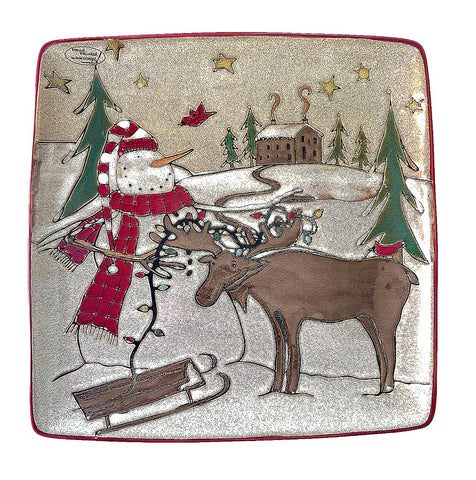 Wonderland Moose and Snowman Cookie Plate