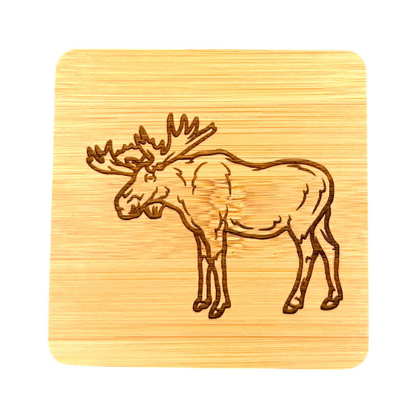Engraved Wooden Moose Coaster