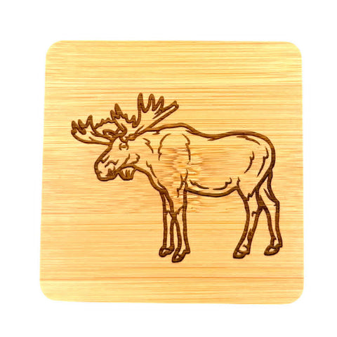 Engraved Wooden Moose Coaster