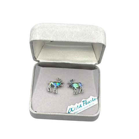Abalone Shell Moose Stud Earrings