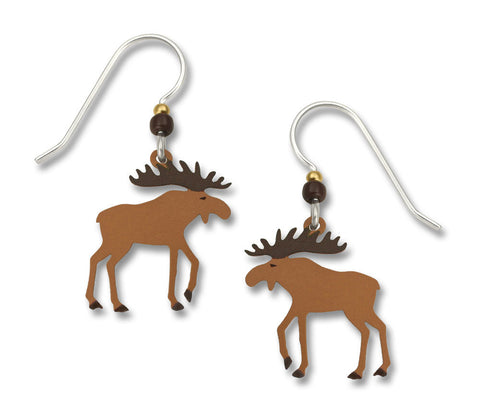 Two-tone Moose Walking Hand Painted Earrings