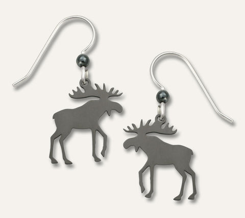 Classy Simple Silver Moose Earrings