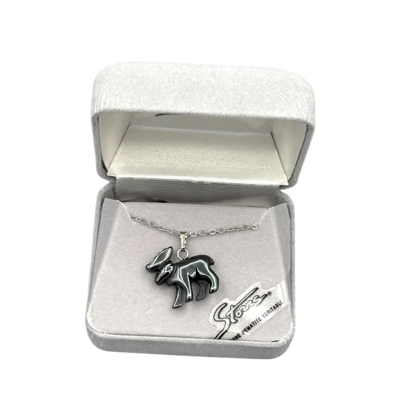Hematite Stone Moose Necklace