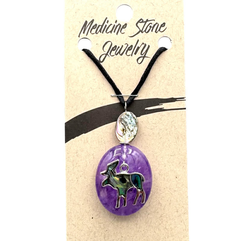 Amethyst Moose Medicine Stone Necklace