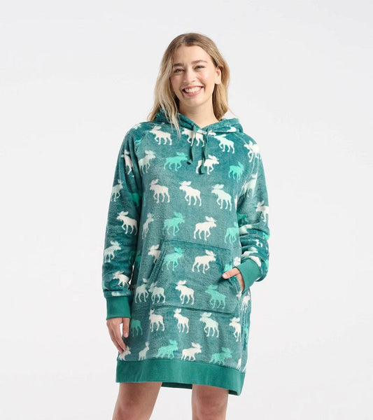 Minty Moose Silhoutte Adult Oversized Fleece Hoodie