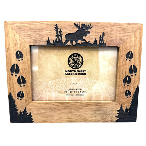 Moose Etched Wooden Picture Frame
