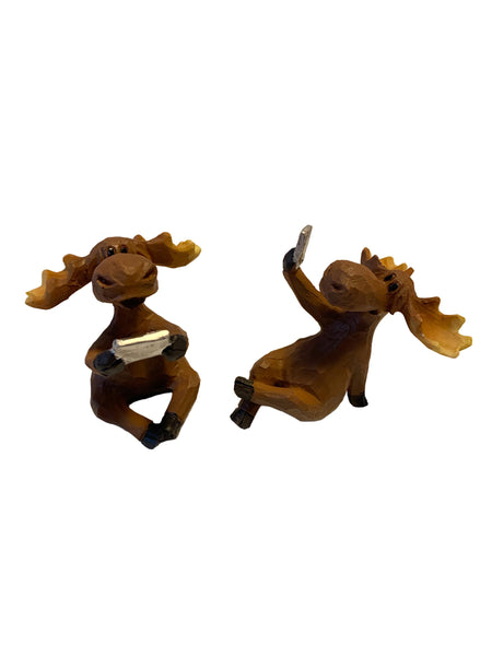 Selfie Moose Figurines Set of 2