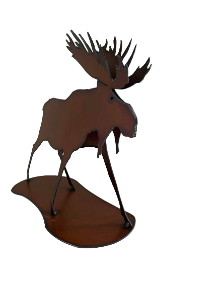Large 3-D Bronzed Metal Moose Art Figurine