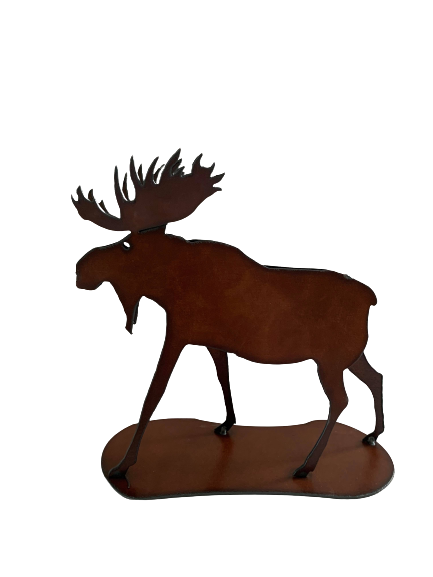 Large 3-D Bronzed Metal Moose Art Figurine