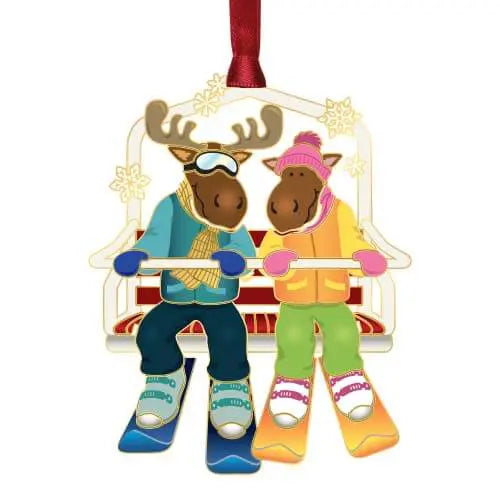 Moose Chairlift Fine Metal Ornament