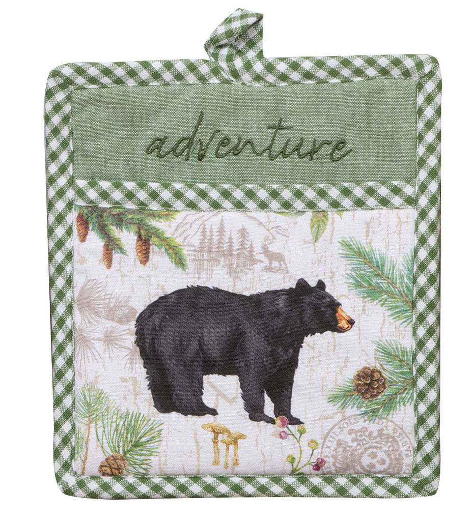 Bear Embroidered Pocket Mitt