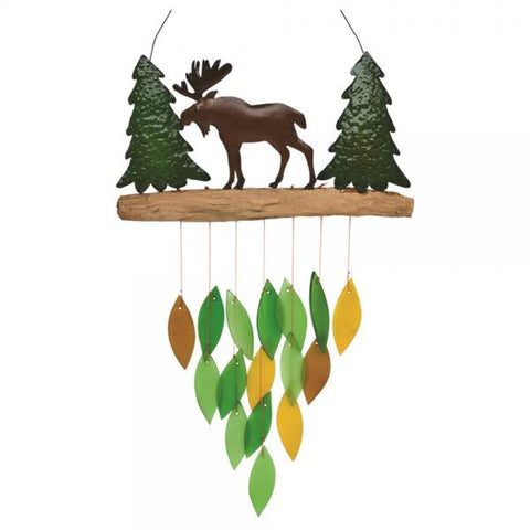 Moose Metal and Glass Wind Chime
