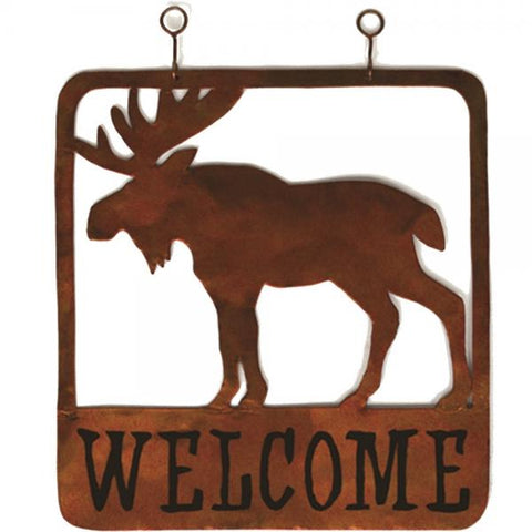 Square Metal Moose Welcome Sign