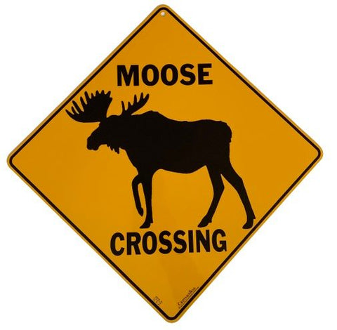 Silhouette Moose Crossing Sign