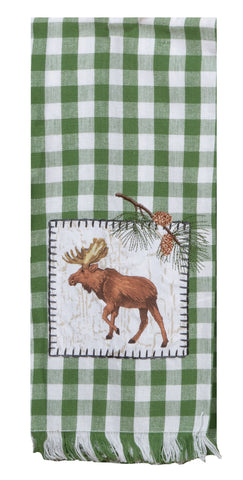 Embroidered Moose Applique Tea Towel