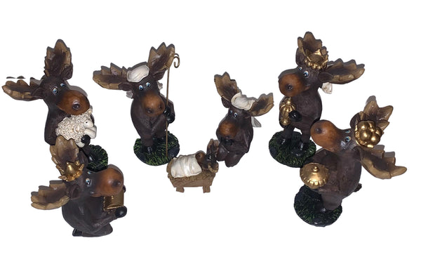 Seven Piece Moose Nativity Figurine Set