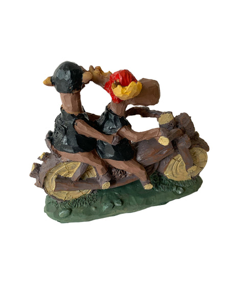 Moose Couple on Motorcycle Figurine