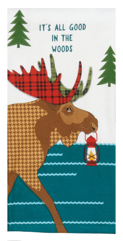 Moose in the Woods Terry Dish Towel